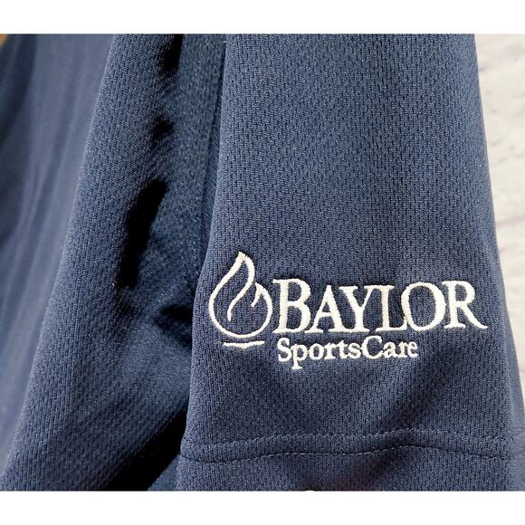Sport Tek Dark Blue Baylor Sports Care On Arm Polo Shirt Medium Lightweight - Picture 3 of 6